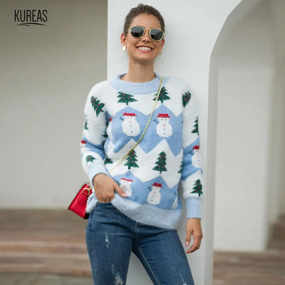Kureas Women Knitted Sweater Warm Pullover Tops Loose Casual Clothes Winter Autumn Christmas Tree Snowman Printed
Kureas Women Knitted Sweater Warm Pullover Tops Loose Casual Clothes Winter Autumn Christmas Tree Snowman Printed