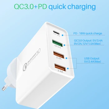 40W Charger PD Four Port TYPE-C USB Mobile Phone Charger PD+QC3.0+2.4A Flat Panel PD Charger Foldable Plug Fireproof ABS + PVC
40W Charger PD Four Port TYPE-C USB Mobile Phone Charger PD+QC3.0+2.4A Flat Panel PD Charger Foldable Plug Fireproof ABS + PVC