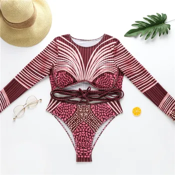 2020 Long sleeve Swimwear Women Two-pieces Swimsuit Bather Bathing Suit Monokini Lady's Vintage Totem Print Bikini set
2020 Long sleeve Swimwear Women Two-pieces Swimsuit Bather Bathing Suit Monokini Lady's Vintage Totem Print Bikini set