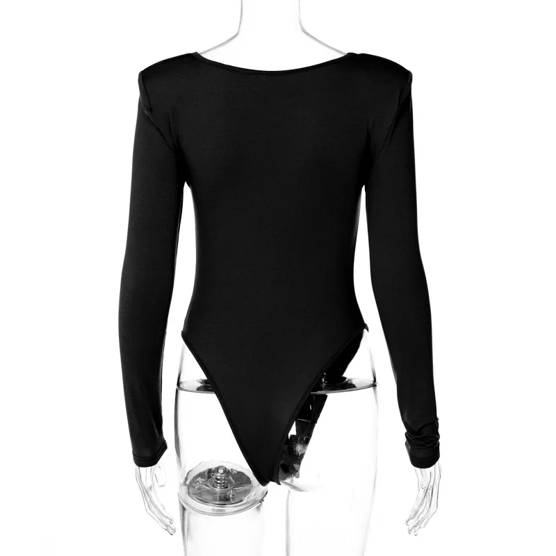 Padded Shoulder Bodysuit Women Long Sleeve Body Sexy Low Cut Bodycon Women's Jumpsuit 2021 Slim Square Collar Streetwear Outfits Padded Shoulder Bodysuit Women Long Sleeve Body Sexy Low Cut Bodycon Women's Jumpsuit 2021 Slim Square Collar Streetwear Outfits