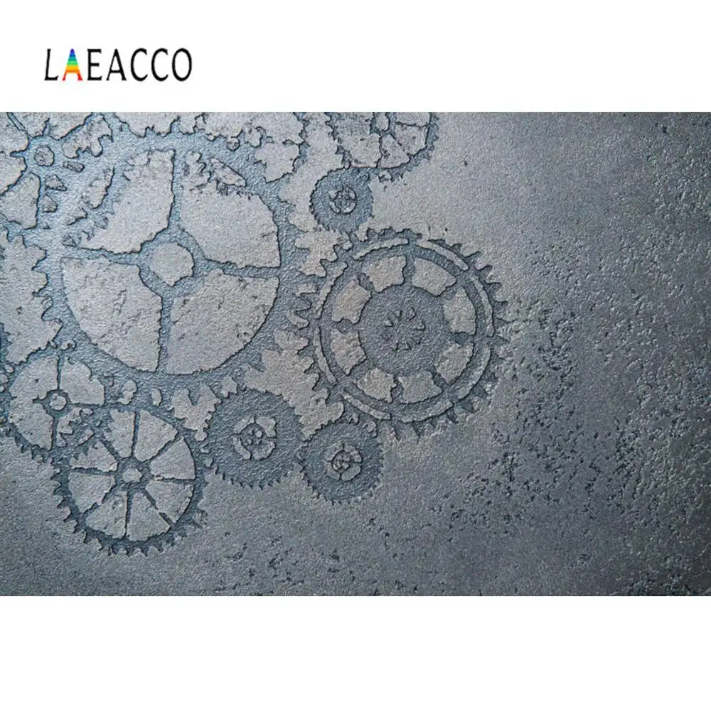 Laeacco Cement Wall Gear Pattern Grunge Party Baby Portrait Photography Background Photo Backdrop For Studio | Электроника