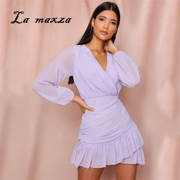 Spring 2020 Women Slim Mini Dress Casual Elegant Lantern Sleeves Ruffles V-neck Mesh Dress
Spring 2020 Women Slim Mini Dress Casual Elegant Lantern Sleeves Ruffles V-neck Mesh Dress