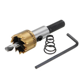 Gold 5Pcs/set M35 Hole Saw Cutter Drill Bit Set with Wrench 16/18.5/20/25/30mm M35 Gold Coated Hole Sawtooth for Power Tools
Gold 5Pcs/set M35 Hole Saw Cutter Drill Bit Set with Wrench 16/18.5/20/25/30mm M35 Gold Coated Hole Sawtooth for Power Tools