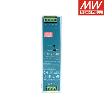 Mean Well EDR-75-24 220V AC TO DC 24V Single Output Din Rail Switching power supply 24V 3.2A 76.8W Meanwell LED Driver
Mean Well EDR-75-24 220V AC TO DC 24V Single Output Din Rail Switching power supply 24V 3.2A 76.8W Meanwell LED Driver