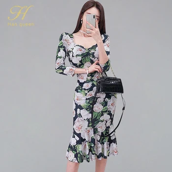 H Han Queen Elegant Office Lady Print Mermaid Dress Summer OL Sheath Dress High Waist Black Business Work Casual Vestidos Women
H Han Queen Elegant Office Lady Print Mermaid Dress Summer OL Sheath Dress High Waist Black Business Work Casual Vestidos Women