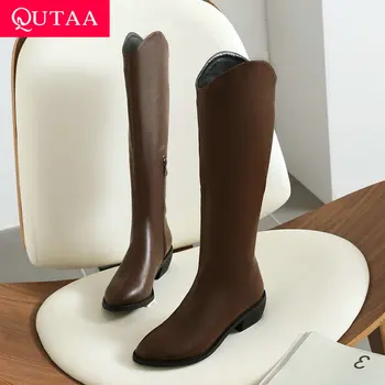 QUTAA 2021 Square Heel Knee High Boots Pointed Toe Zipper Women Long Boots PU Autumn Winter All Match Women Shoes Big Size 34-43
QUTAA 2021 Square Heel Knee High Boots Pointed Toe Zipper Women Long Boots PU Autumn Winter All Match Women Shoes Big Size 34-43