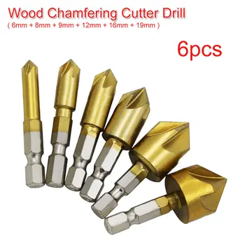 HSS Chamfer 6pcs Countersink Chamfer Drill Bit 1/4" Hex Shank 90 Degree Wood Chamfering Cutter 6mm 8mm 9mm 12mm 16mm 19mm
HSS Chamfer 6pcs Countersink Chamfer Drill Bit 1/4" Hex Shank 90 Degree Wood Chamfering Cutter 6mm 8mm 9mm 12mm 16mm 19mm