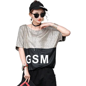 2020 Summer Women's T-shirt Large Size Letter Printing O Neck Short Sleeve Tops Loose Tees Color Patchwork Fashion Pullovers
2020 Summer Women's T-shirt Large Size Letter Printing O Neck Short Sleeve Tops Loose Tees Color Patchwork Fashion Pullovers