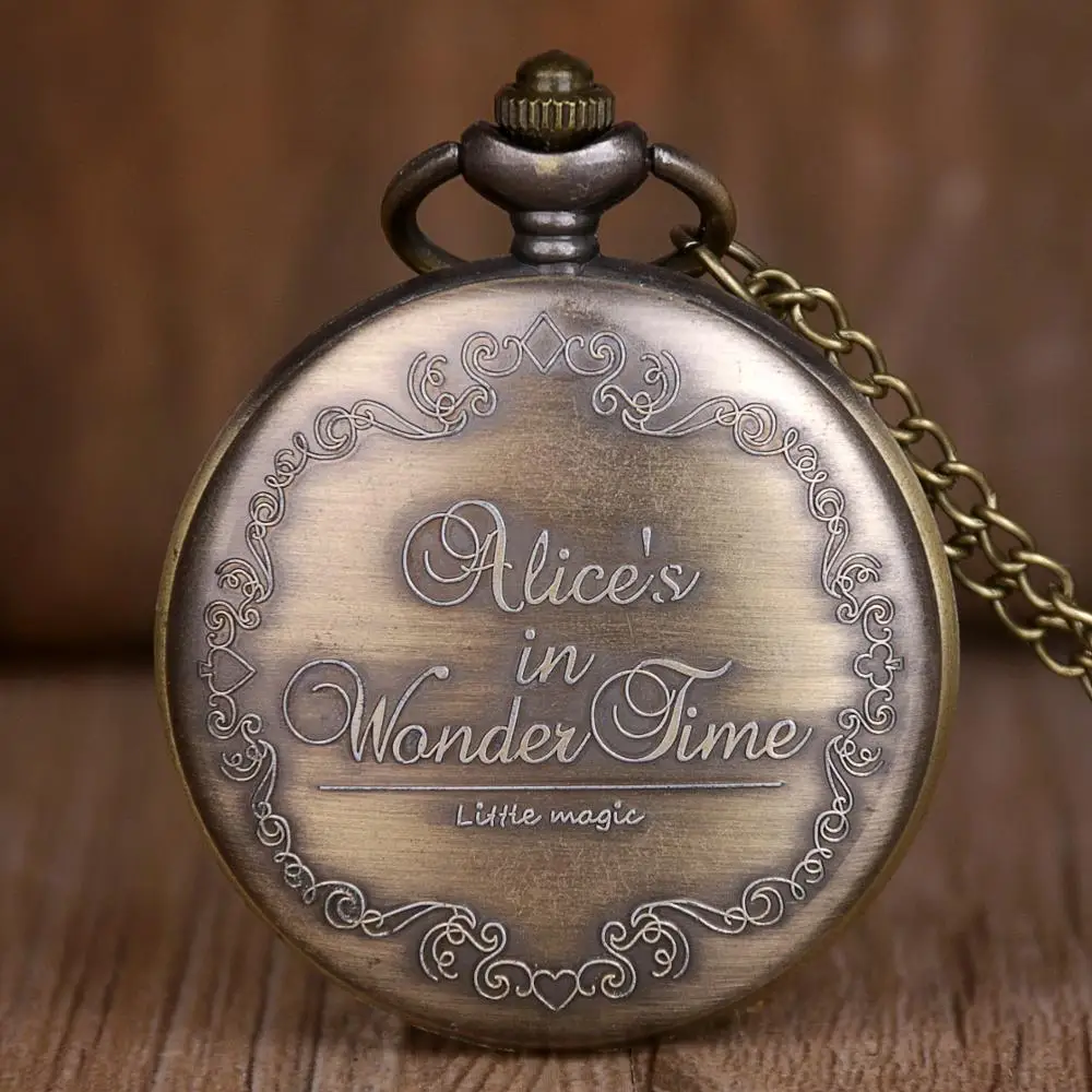 Новые бронзовые кварцевые карманные часы в стиле ретро с тематикой Алисы на