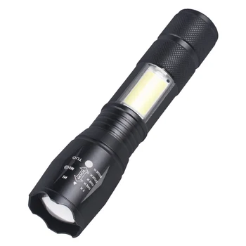 Bright LED flashlight COB side light adjustable focus T6 torch light 5 lighting modes rechargeable lantern
Bright LED flashlight COB side light adjustable focus T6 torch light 5 lighting modes rechargeable lantern
