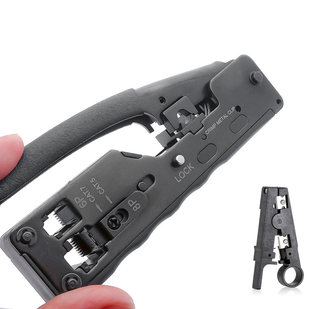 Network Telecom Crimping Tool For RJ45 RJ11 RJ12 Cat7 Cat6A Cat5e Cat5 Modular Plugs Metal Plier Crimper Tool Combo
Network Telecom Crimping Tool For RJ45 RJ11 RJ12 Cat7 Cat6A Cat5e Cat5 Modular Plugs Metal Plier Crimper Tool Combo