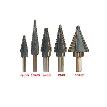 5Pcs HSS Cobalt Hole Step Drill Drilling Bits Set Titanium Cutter Cone Tool with
5Pcs HSS Cobalt Hole Step Drill Drilling Bits Set Titanium Cutter Cone Tool with