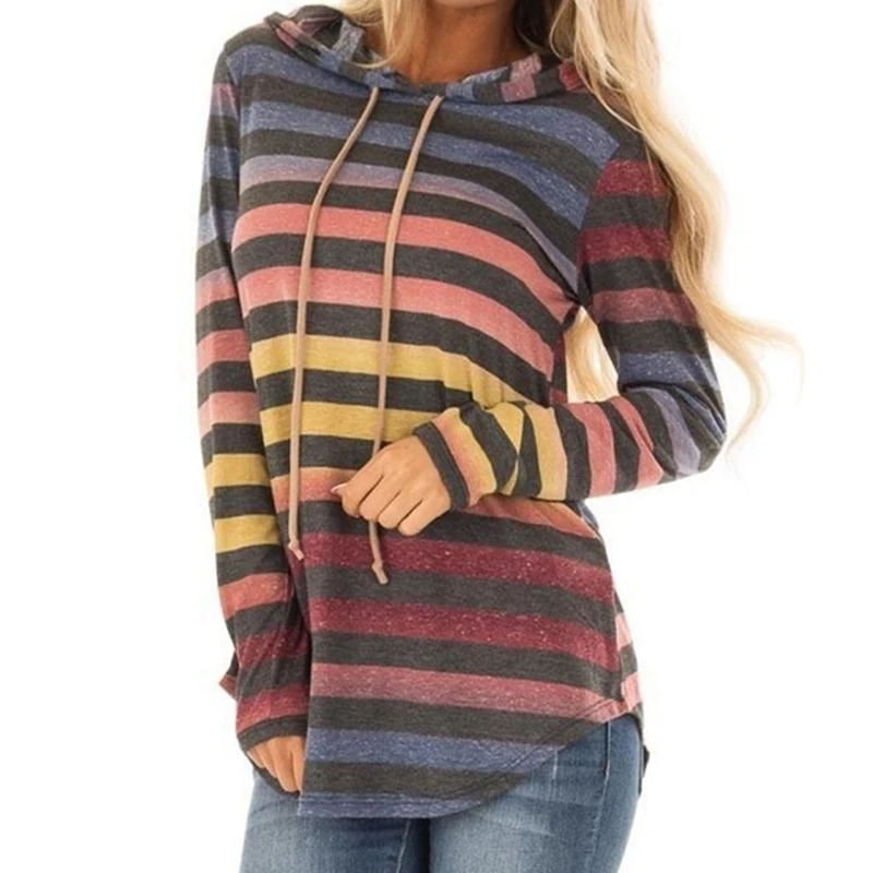 Autumn Womens Hoodie Stripe Long Sleeve Gradient Colour Hooded Pullover Tops Women Clothes Casual Loose
Autumn Womens Hoodie Stripe Long Sleeve Gradient Colour Hooded Pullover Tops Women Clothes Casual Loose