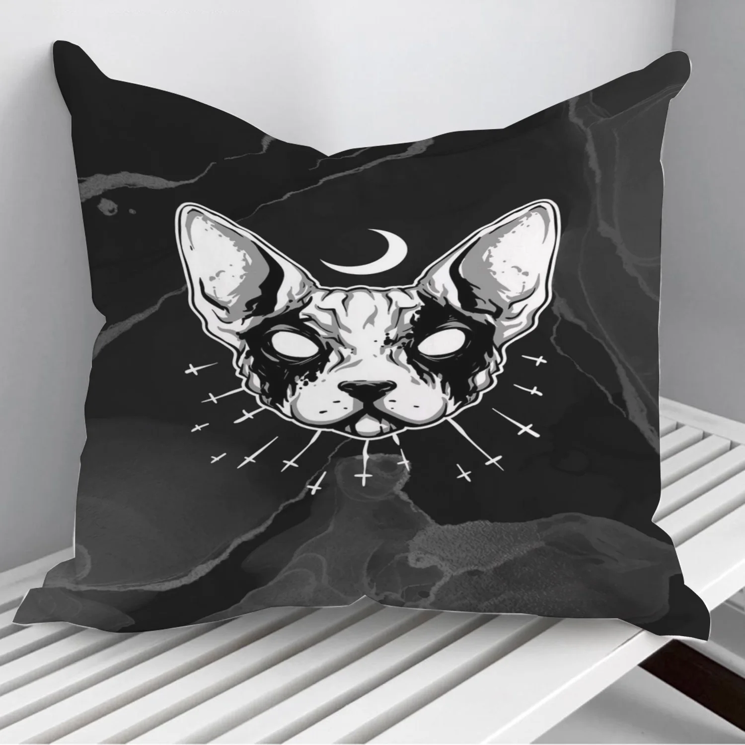 

Black Metal Cat Throw Pillows Cushion Cover On Sofa Home Decor 45*45cm 40*40cm Gift Pillowcase Cojines Dropshipping