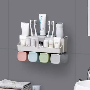Bathroom Set 4pcs Toothbrush Holder Automatic Toothpaste Dispenser Holder Toothbrush Wall Mount Cup Bath Cleanser Storage Rack
Bathroom Set 4pcs Toothbrush Holder Automatic Toothpaste Dispenser Holder Toothbrush Wall Mount Cup Bath Cleanser Storage Rack