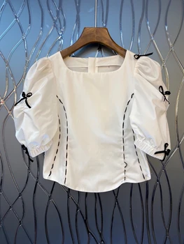 2020 Spring and Summer New Women's round Neck Back Zipper Irregular Color Matching Bow Stitching All-match Top 616
2020 Spring and Summer New Women's round Neck Back Zipper Irregular Color Matching Bow Stitching All-match Top 616