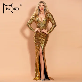 Missord 2020 Women Sexy Deep V Long Sleeve Sequin Dresses Female Elegant High Split Maxi Elegant Dress FT20086
Missord 2020 Women Sexy Deep V Long Sleeve Sequin Dresses Female Elegant High Split Maxi Elegant Dress FT20086