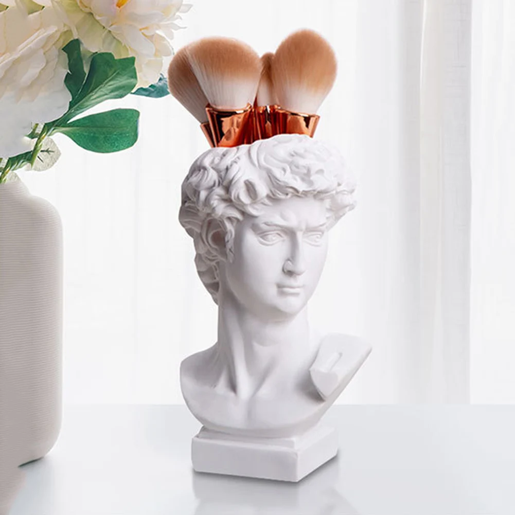 Creative Pen Holder Resin David Sculpture Portrait Statue Makeup Brush Storage Box Flowerpot Vase Art Craft Garden Decor Creative Pen Holder Resin David Sculpture Portrait Statue Makeup Brush Storage Box Flowerpot Vase Art Craft Garden Decor