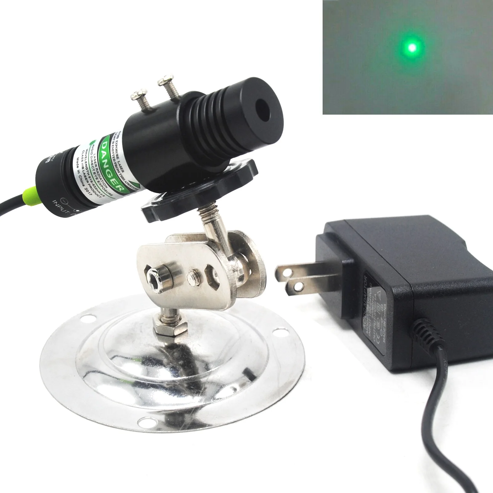Focusable 532nm 50mw Green Laser Diode Module Focus Dot w 5V Power Adapter & 18mm Heatsink Holder | Лампы и освещение