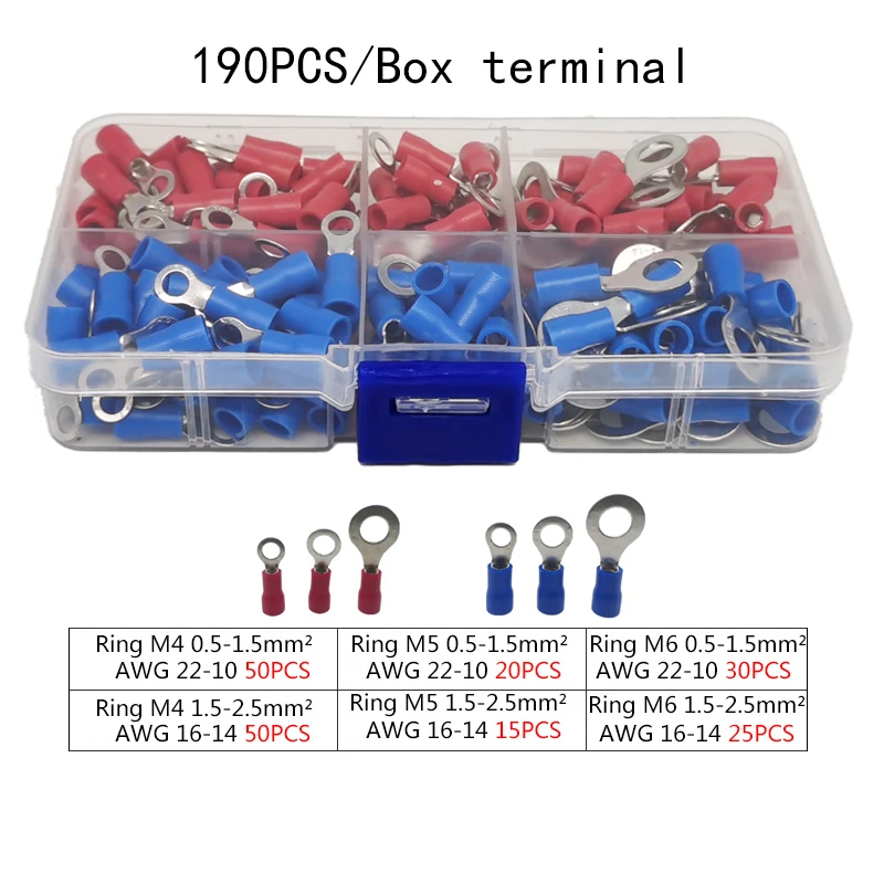 ( 190PCS 6Kinds RV) Ring Terminal Electrical Crimp Connector Kit Set With Box,Copper Wire Insulated Cord Pin End Butt
( 190PCS 6Kinds RV) Ring Terminal Electrical Crimp Connector Kit Set With Box,Copper Wire Insulated Cord Pin End Butt