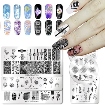 NICOLE DIARY Nail Stamping Plates Template Plaid Flower Patterns Printing Design Stainless Steel Nail Art Image Stencil Big Size
NICOLE DIARY Nail Stamping Plates Template Plaid Flower Patterns Printing Design Stainless Steel Nail Art Image Stencil Big Size