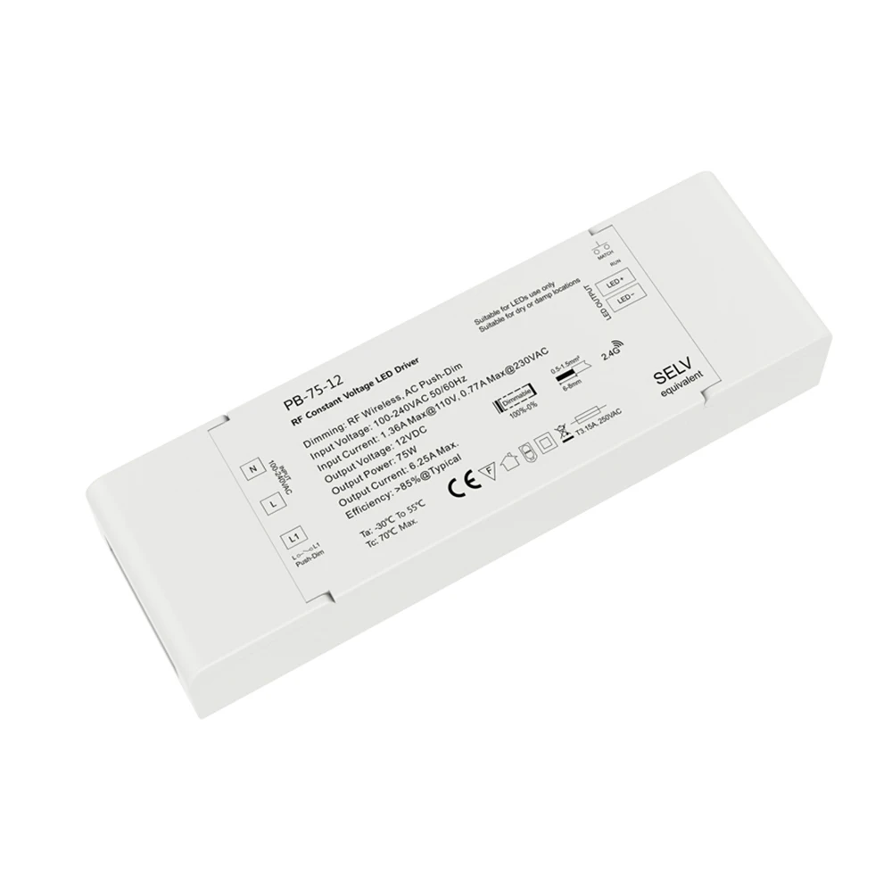 75W Dimmer Constant Voltage Driver with 2.4G Receiver controller function for single color led light Lighting Transformers DC12V
75W Dimmer Constant Voltage Driver with 2.4G Receiver controller function for single color led light Lighting Transformers DC12V
