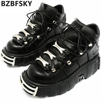 2020 Punk Style Women Sneakers Lace-up 6CM Platform Shoes Woman Creepers Female Casual Flats Metal Decor Tenis Feminino
2020 Punk Style Women Sneakers Lace-up 6CM Platform Shoes Woman Creepers Female Casual Flats Metal Decor Tenis Feminino