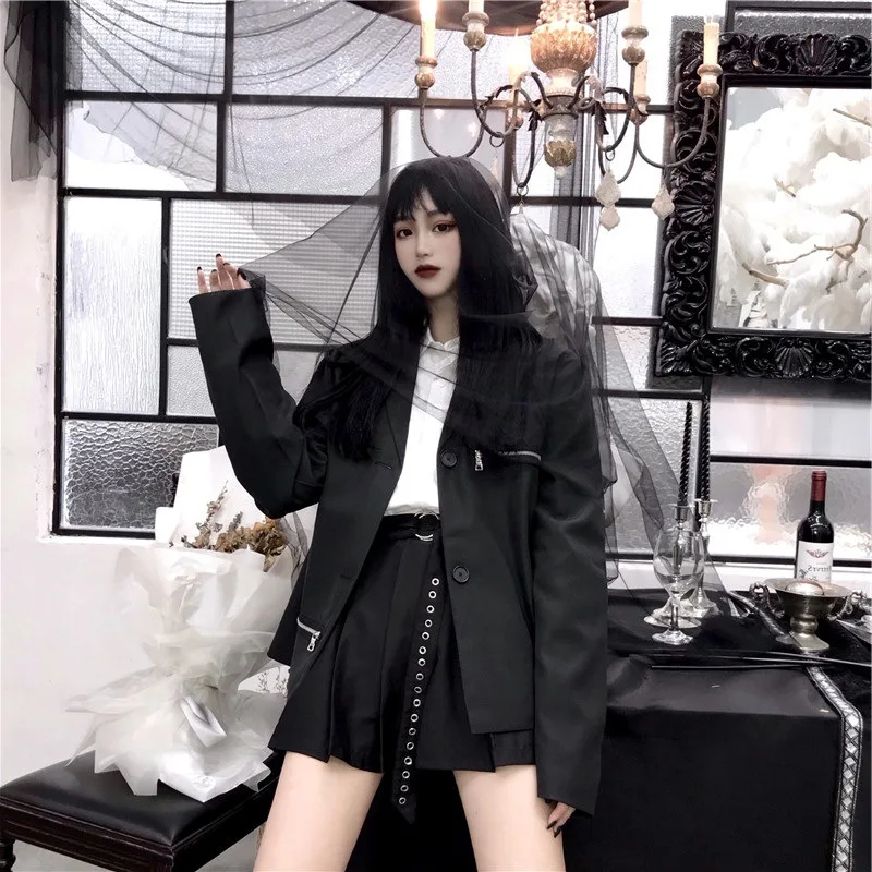 2019 Autumn Dark Retro Loose-Fit Long Sleeve Black And White with Pattern Suit Jacket Students
2019 Autumn Dark Retro Loose-Fit Long Sleeve Black And White with Pattern Suit Jacket Students