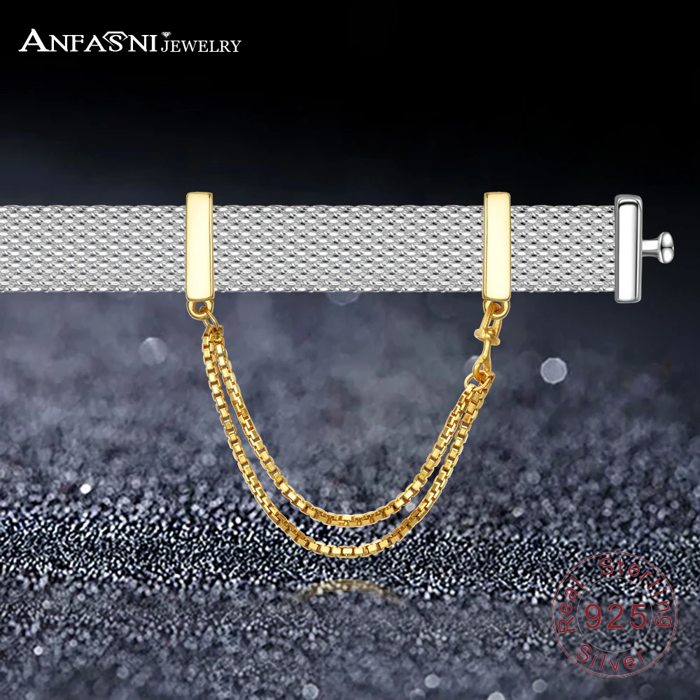 ANFASNI New Genuine 925 Sterling Silver Clasp Safety Chain Beads Fit Original Reflexions Clips Charm Bracelet jewelry For Women
ANFASNI New Genuine 925 Sterling Silver Clasp Safety Chain Beads Fit Original Reflexions Clips Charm Bracelet jewelry For Women