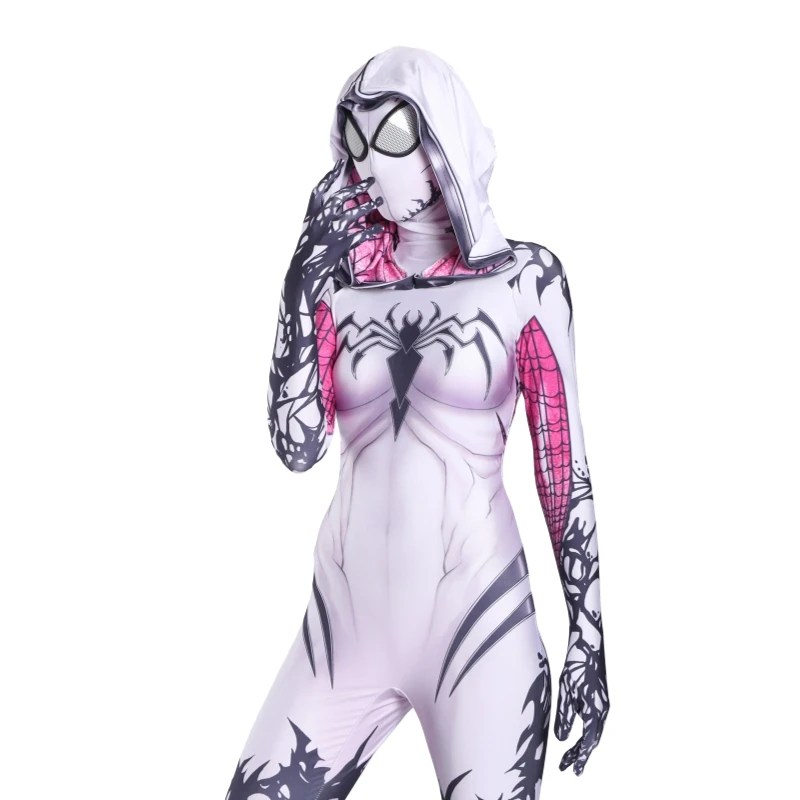 Gwen Stacy костюм Веном Женский Человек паук капюшон для косплея маска.