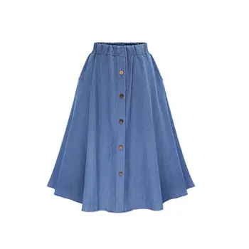 Womens High Waist Stretchy 5 Buttons Front A-Line Pleated Flowy Midi Long Skirt with Pockets Faux Denim Retro Casual Wear S-L
Womens High Waist Stretchy 5 Buttons Front A-Line Pleated Flowy Midi Long Skirt with Pockets Faux Denim Retro Casual Wear S-L