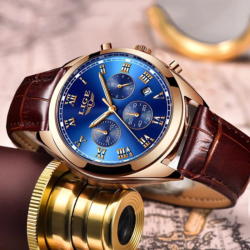 LIGE Mens Watch Sport Casual Quartz Watches Top Luxury Brand Men Business Fashion Clock Waterproof Relogio Masculino+Box | Наручные часы