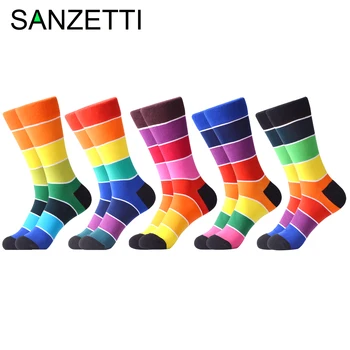 SANZETTI 1 Pair New Men's Casual Combed Cotton Colorful Rainbow Happy Socks Personality Funny Wedding Gifts Creative Dress Socks
SANZETTI 1 Pair New Men's Casual Combed Cotton Colorful Rainbow Happy Socks Personality Funny Wedding Gifts Creative Dress Socks