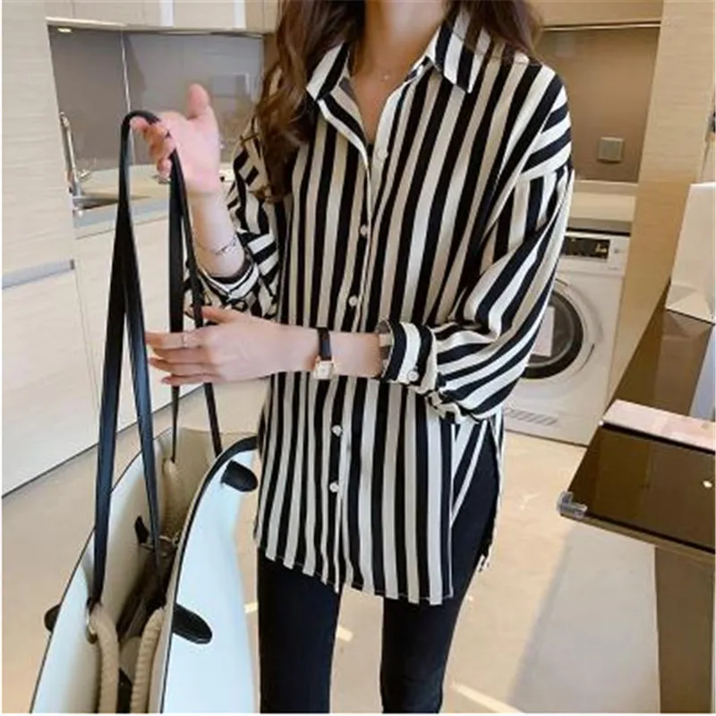 Striped Shirt Women's Spring 2020 New Retro Hong Kong Style Design Sense Minority Top Chiffon Shirt Bottoming Fashion RU(Origin)
Striped Shirt Women's Spring 2020 New Retro Hong Kong Style Design Sense Minority Top Chiffon Shirt Bottoming Fashion RU(Origin)