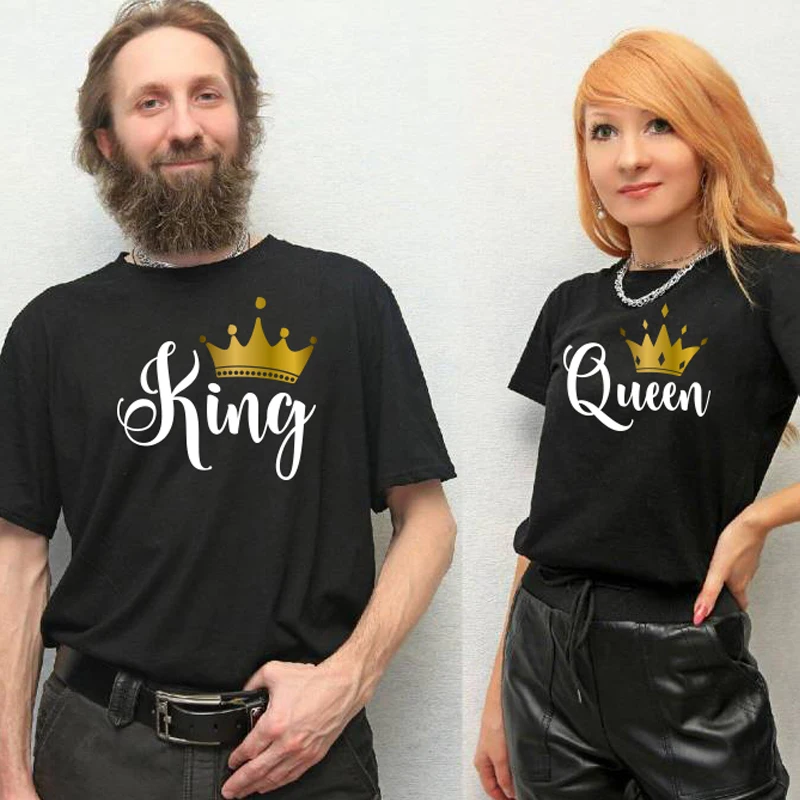 Футболка с принтом King Queen для влюбленных пар женская футболка в стиле Харадзюку