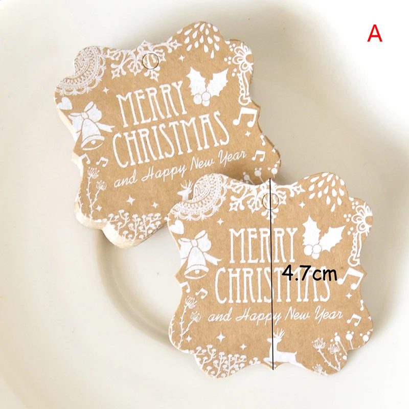 50pcs/lot kraft christmas gift tags santa claus paper hang tag