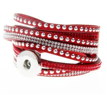 Newest 18mm new arrival women's multi-layer crystal rivet leather 18/20mm metal snap button bracelet DIY jewelry
Newest 18mm new arrival women's multi-layer crystal rivet leather 18/20mm metal snap button bracelet DIY jewelry