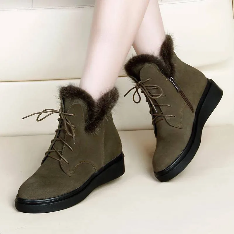 

Winter Boots Women Mid Calf Flush Women Casual Snow Boots Low Heel Thermal Fashion Shoes Plus Size Round Toe Flock New 2020