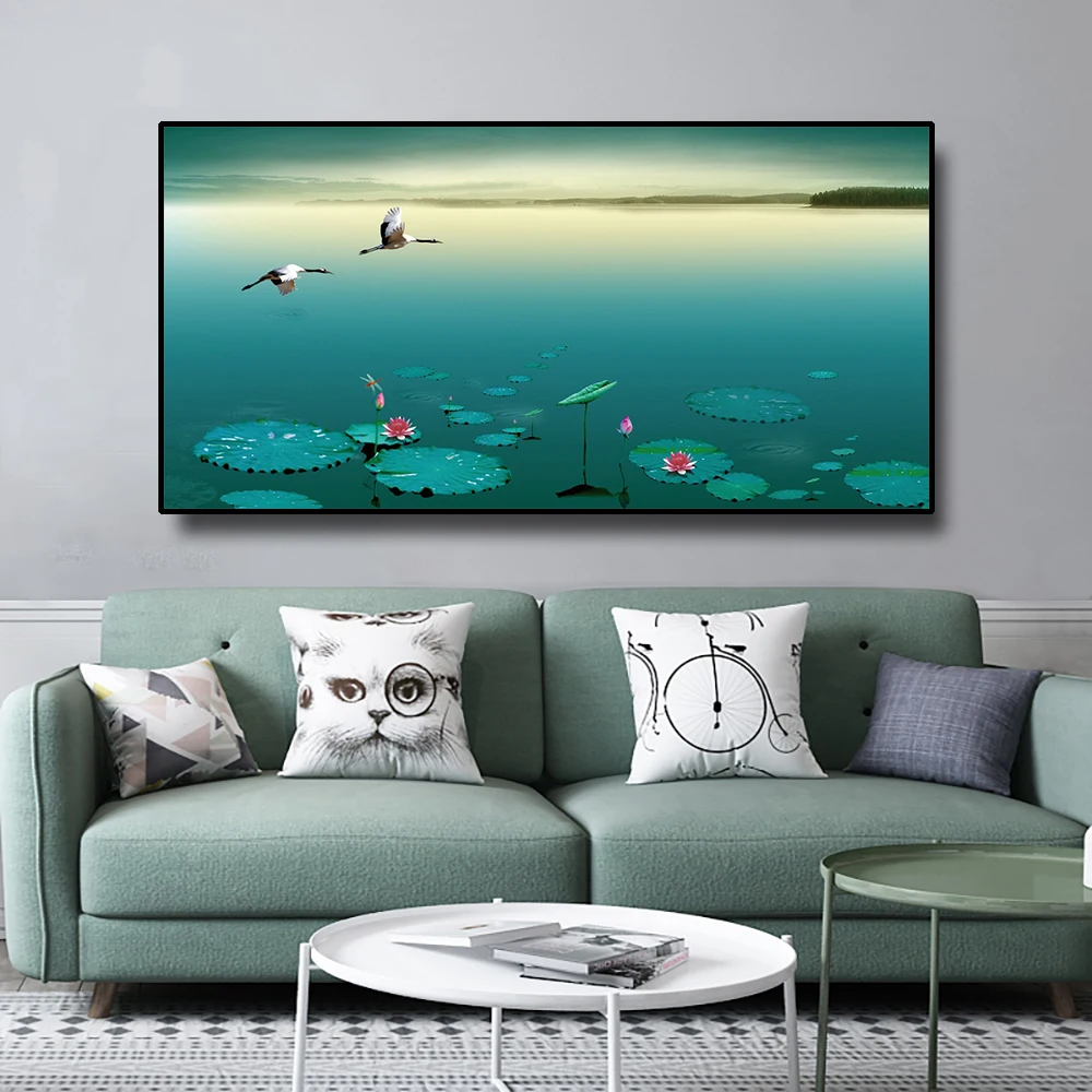 Modern Home Decor Chinese Style Landscape Canvas Painting Lotus Pond Scenery Posters and Prints Wall Picture for Living Room
Modern Home Decor Chinese Style Landscape Canvas Painting Lotus Pond Scenery Posters and Prints Wall Picture for Living Room