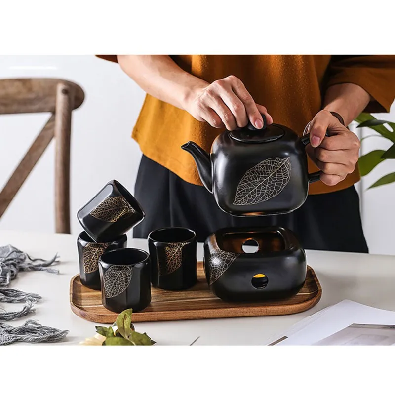 Ceramic Kung Fu Tea Set Chinese Teapot Cups Tea Service Tray Set Tea Pot Holder Base with Four Tea Cups and Wooden Tray
Ceramic Kung Fu Tea Set Chinese Teapot Cups Tea Service Tray Set Tea Pot Holder Base with Four Tea Cups and Wooden Tray