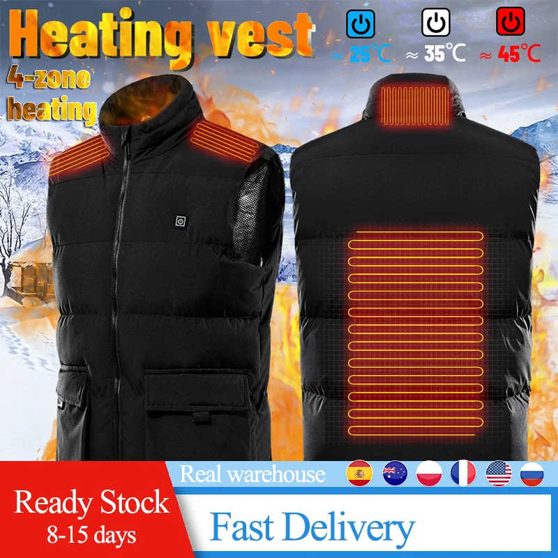 4 Heated Areas Winter Smart Heating Cotton Jacke USB Electric-Heating Vest Warm Outdoor Men Fishing CampingInfrared Vest Jacket
4 Heated Areas Winter Smart Heating Cotton Jacke USB Electric-Heating Vest Warm Outdoor Men Fishing CampingInfrared Vest Jacket