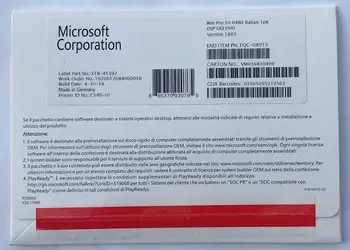 Italian Microsoft Windows 10 Pro Operate System Product Key OEM COA License Include DVD 64 Bit 1 Device English Version
Italian Microsoft Windows 10 Pro Operate System Product Key OEM COA License Include DVD 64 Bit 1 Device English Version