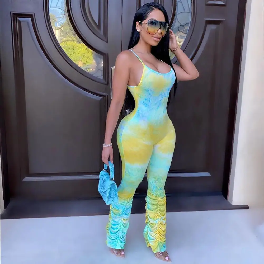 Casual Women Jumpsuit Spaghetti Straps Streetwear Tie Dye Stacked Pants joggers Long Rompers Womens Jumpsuit Overalls
Casual Women Jumpsuit Spaghetti Straps Streetwear Tie Dye Stacked Pants joggers Long Rompers Womens Jumpsuit Overalls