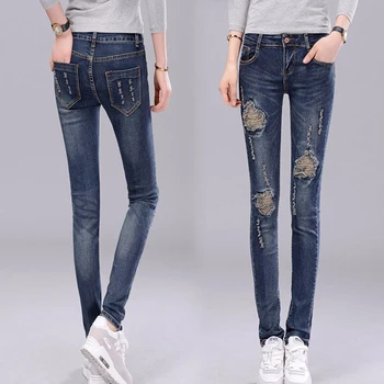 2020 Spring Summer Autumn Stretchy Blue Hole Ripped Jeans Woman Denim Pants Trousers For Women Pencil Skinny Jeans
2020 Spring Summer Autumn Stretchy Blue Hole Ripped Jeans Woman Denim Pants Trousers For Women Pencil Skinny Jeans