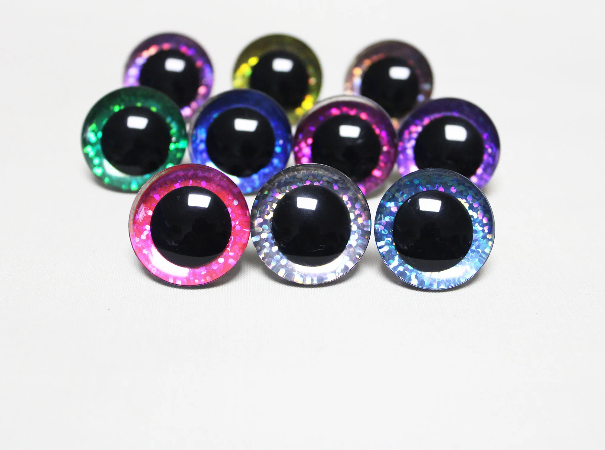 

masckaszem new design 9MM to 35mm craft eyes 3D glitter toy safety eyes doll pupil eyes with washer--color option-B11-1000PCS