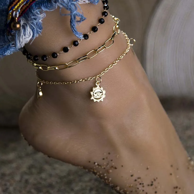 Moon Sun Star Pendant Anklets for Women Vintage Boho Bracelet On The Leg 3PCS/set Anklet Bracelet Creative Jewelry Accessories
Moon Sun Star Pendant Anklets for Women Vintage Boho Bracelet On The Leg 3PCS/set Anklet Bracelet Creative Jewelry Accessories