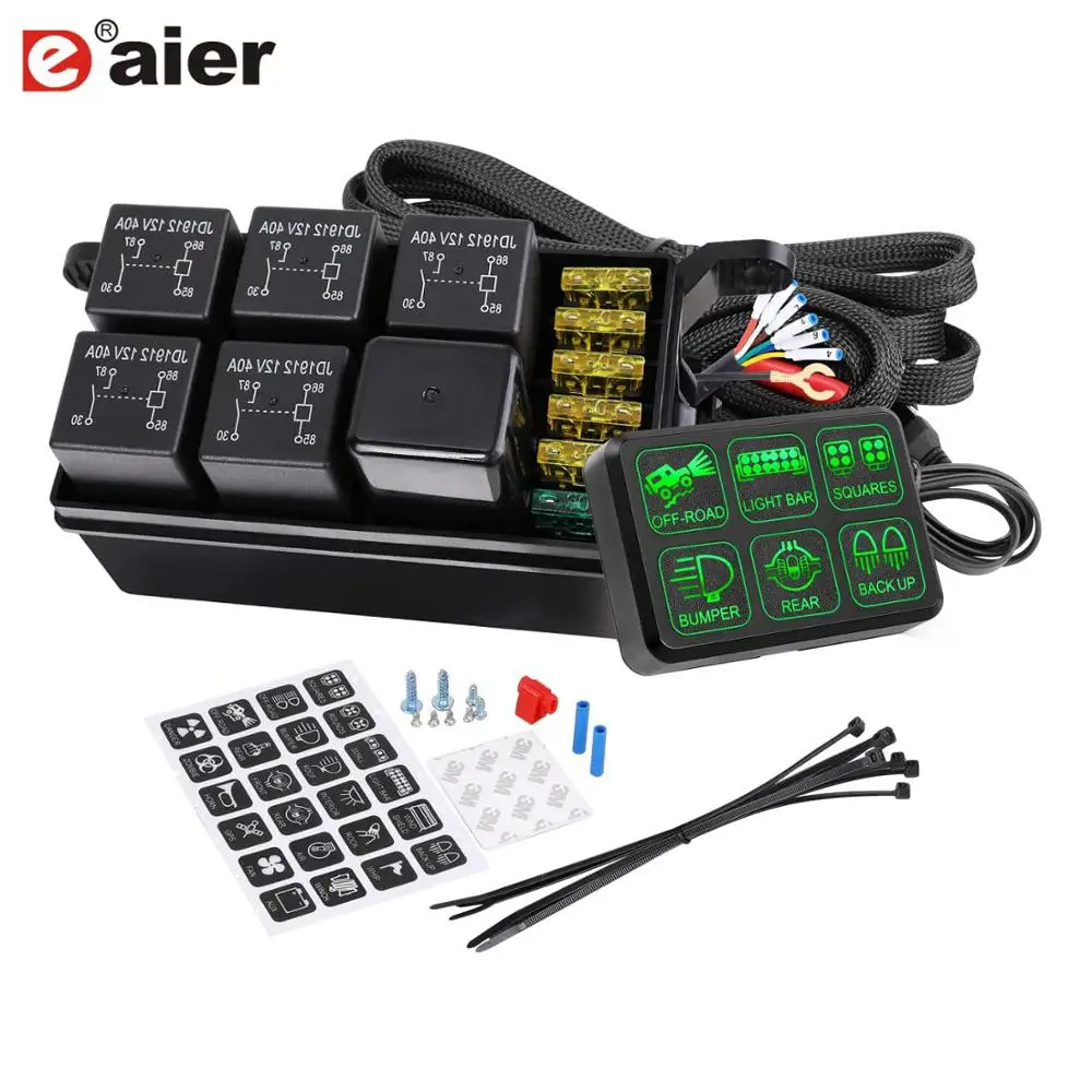 6 Gang Switch Panel Electronic Relay System Circuit Control Box Waterproof Fuse Relay Box Wiring Harness Assemblies For Car
6 Gang Switch Panel Electronic Relay System Circuit Control Box Waterproof Fuse Relay Box Wiring Harness Assemblies For Car