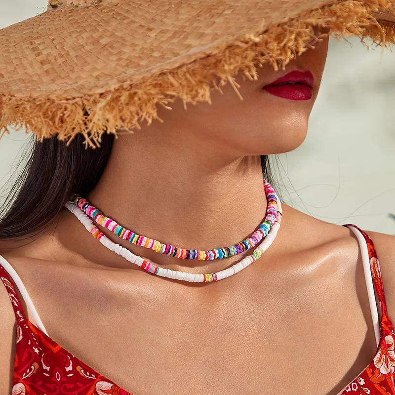 Фото Женское колье-чокер ручной работы этническое разноцветное ожерелье из