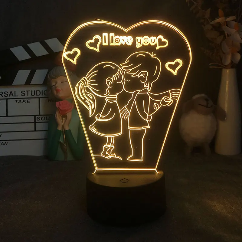 

3D Lamp Love and Tokens of Love Couples Mutual Affinity Love Table Lamp for Boy Girl Cool Bedroom Decor Manga Cute Cartoon Gift