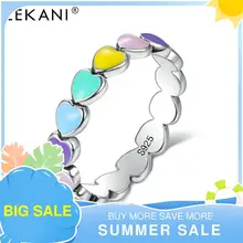 LEKANI Authentic 925 Sterling Silver Stackable Rainbow Heart Finger Rings For Women Romantic Engagement Ring Fine Jewelry Best LEKANI Authentic 925 Sterling Silver Stackable Rainbow Heart Finger Rings For Women Romantic Engagement Ring Fine Jewelry Best